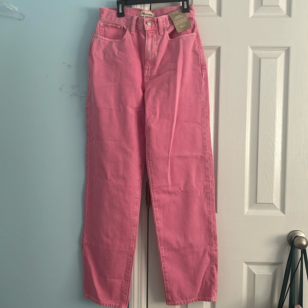 NWT Madewell Pink Baggy Straight Jeans